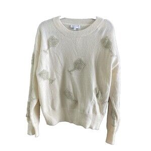 Gilli Wine Champagne Glass Sweater Cream Silver‎ Sz M Long Sleeve Holiday Party